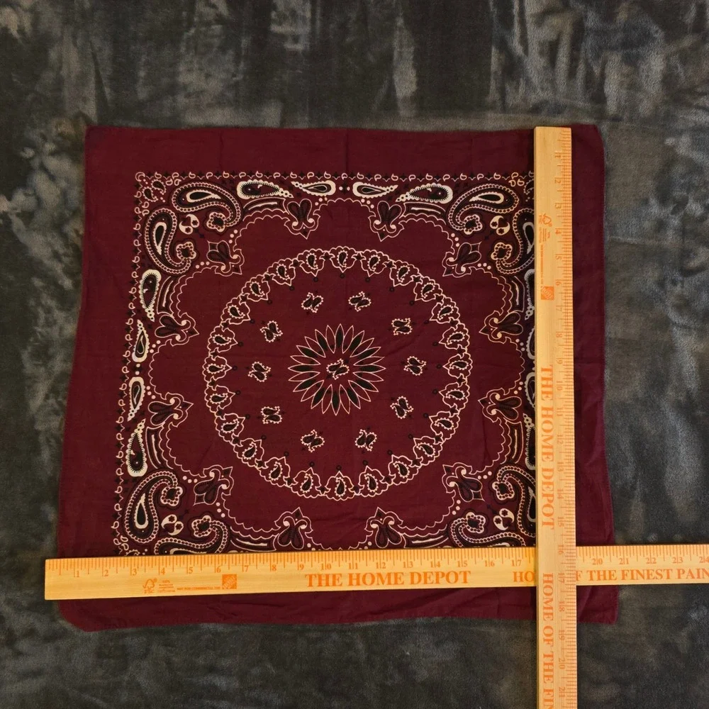 Vintage Style Burgundy Paisley Bandana Square Cotton Headwrap Neckerchief 20x20